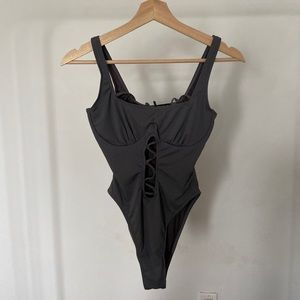 Icon Swim Grey One Piece Swimsuit with cutouts